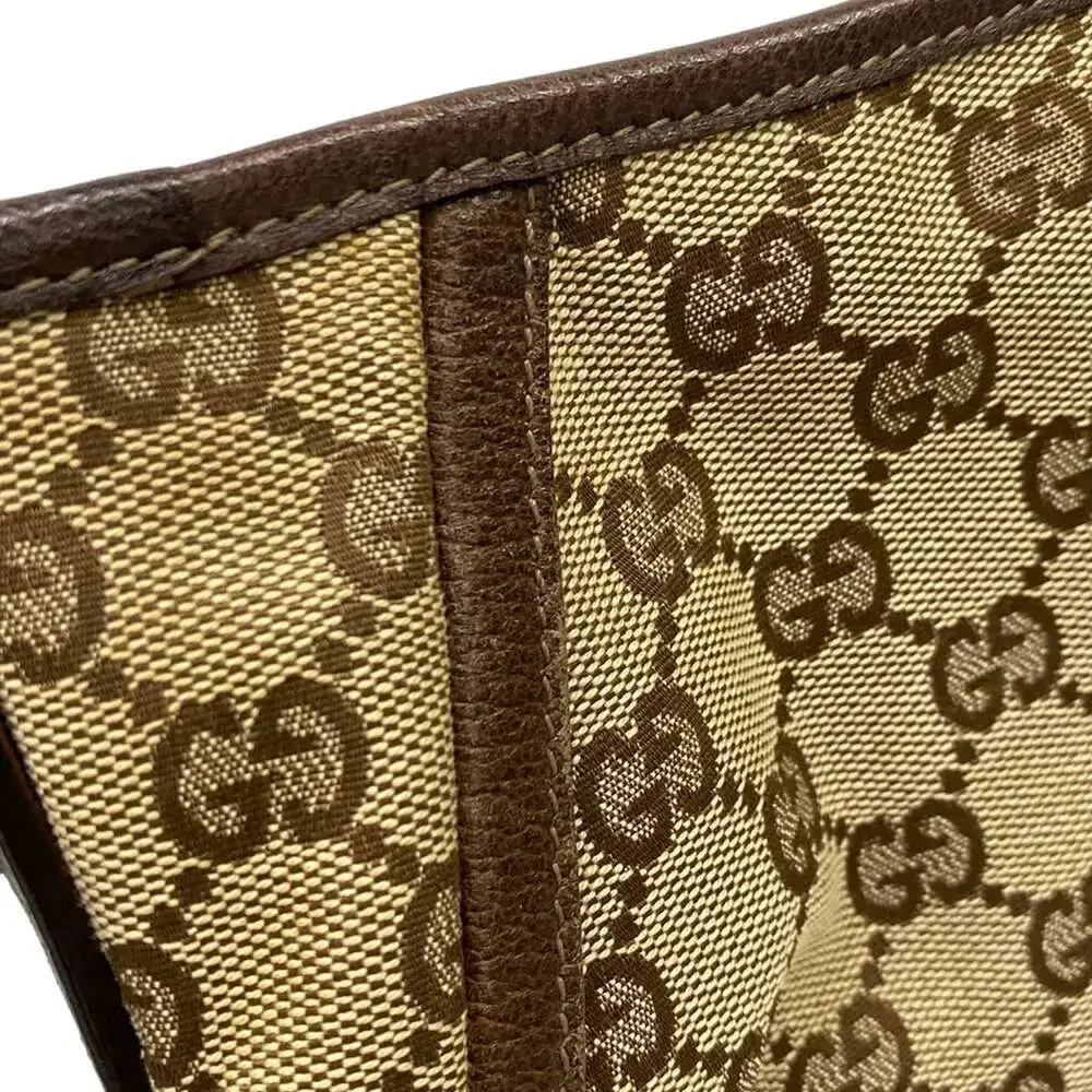 Gucci GG Pattern, Abbey Handbag 130939 Beige Dark Brown Jacquard Leather